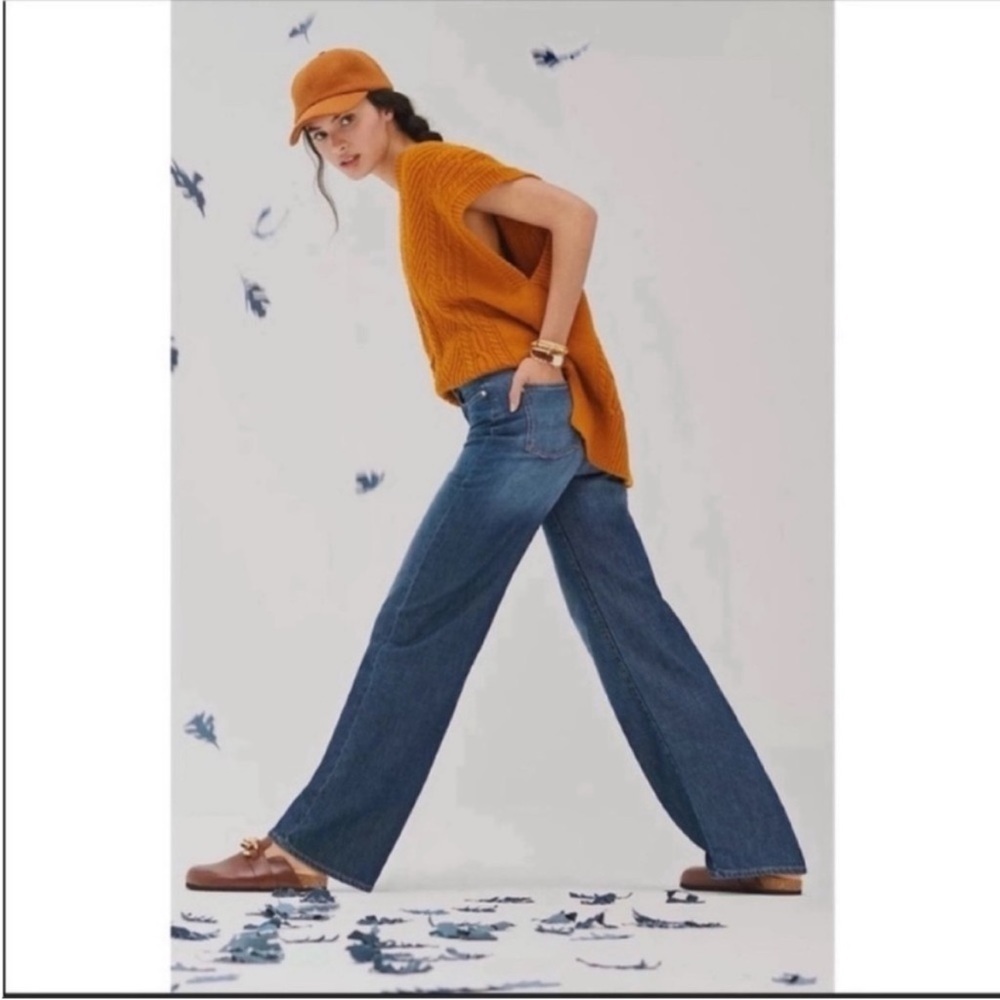 Anthropologie Pilcro Annie Wide Leg Jeans 29 Tall Blue High Rise Organic Cotton - Picture 3 of 8